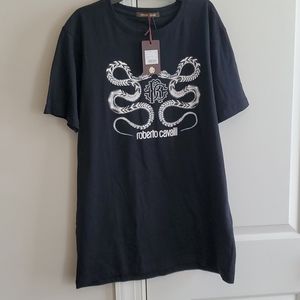 nwt mens Roberto Cavalli 2 snake black t-shirt xxl